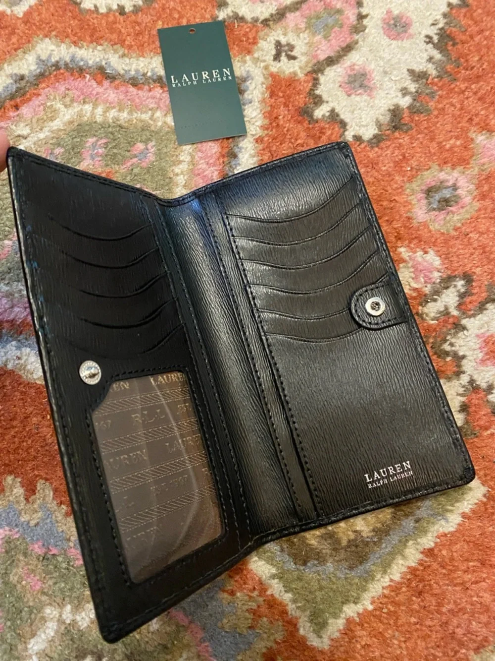 Lauren by Ralph Lauren, Black Embossed Leather Wallet